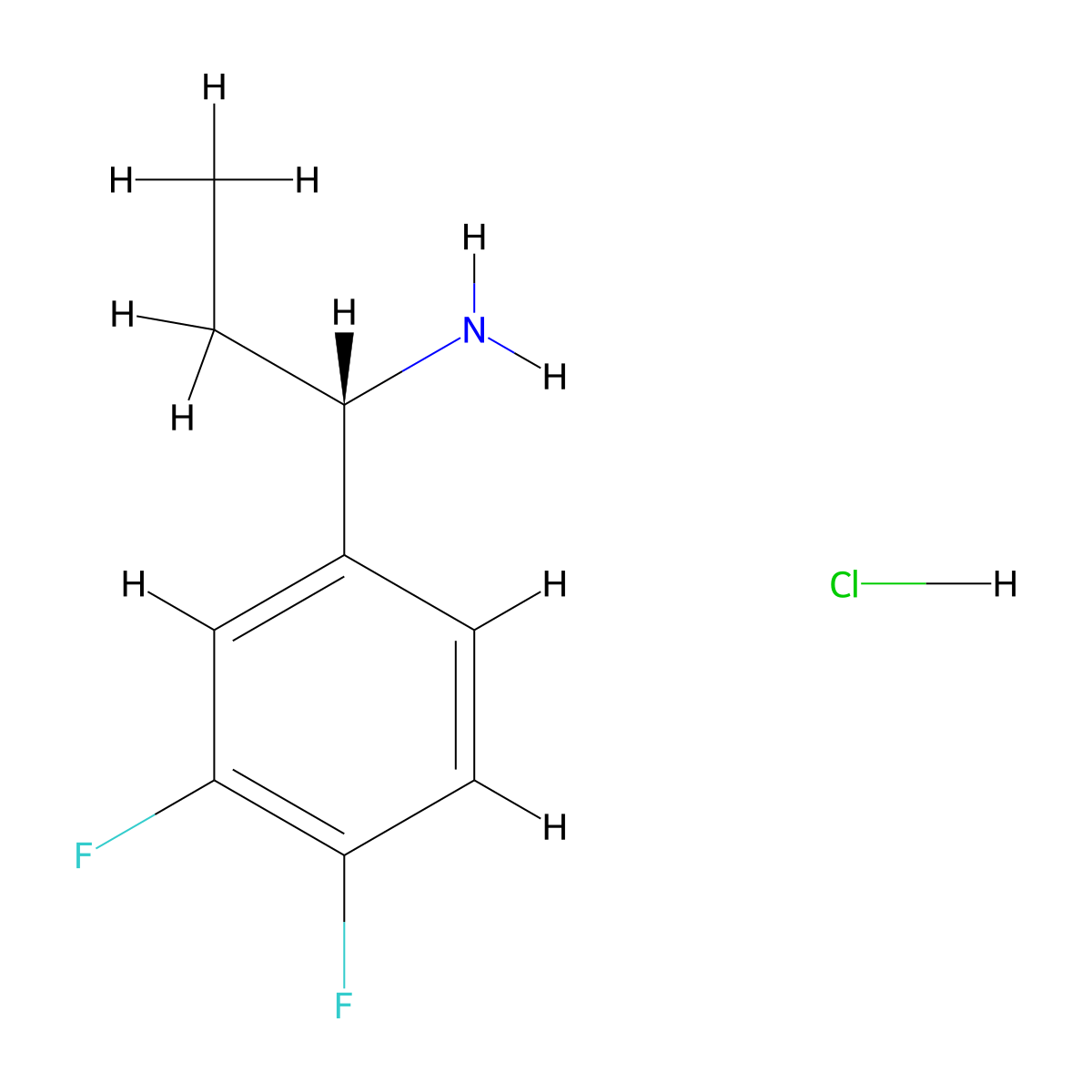 (1S)-1-(3,4-difluorophenyl)propan-1-amine hydrochloride molecular structure, CAS 847448-46-8