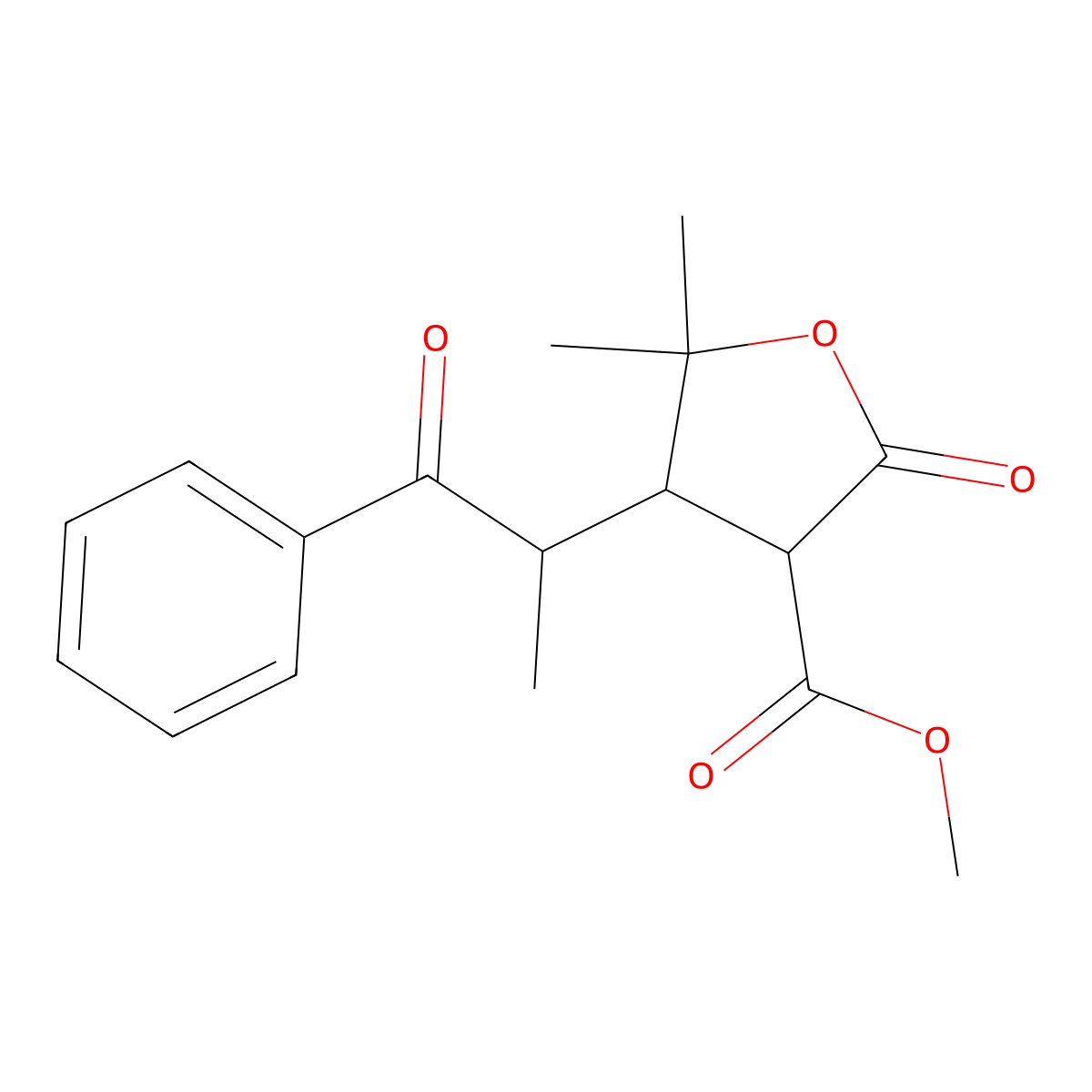 Methyl 5,5-dimethyl-2-oxo-4-(1-oxo-1-phenylpropan-2-yl)tetrahydrofuran-3-carboxylate molecular structure, CAS 847453-61-6