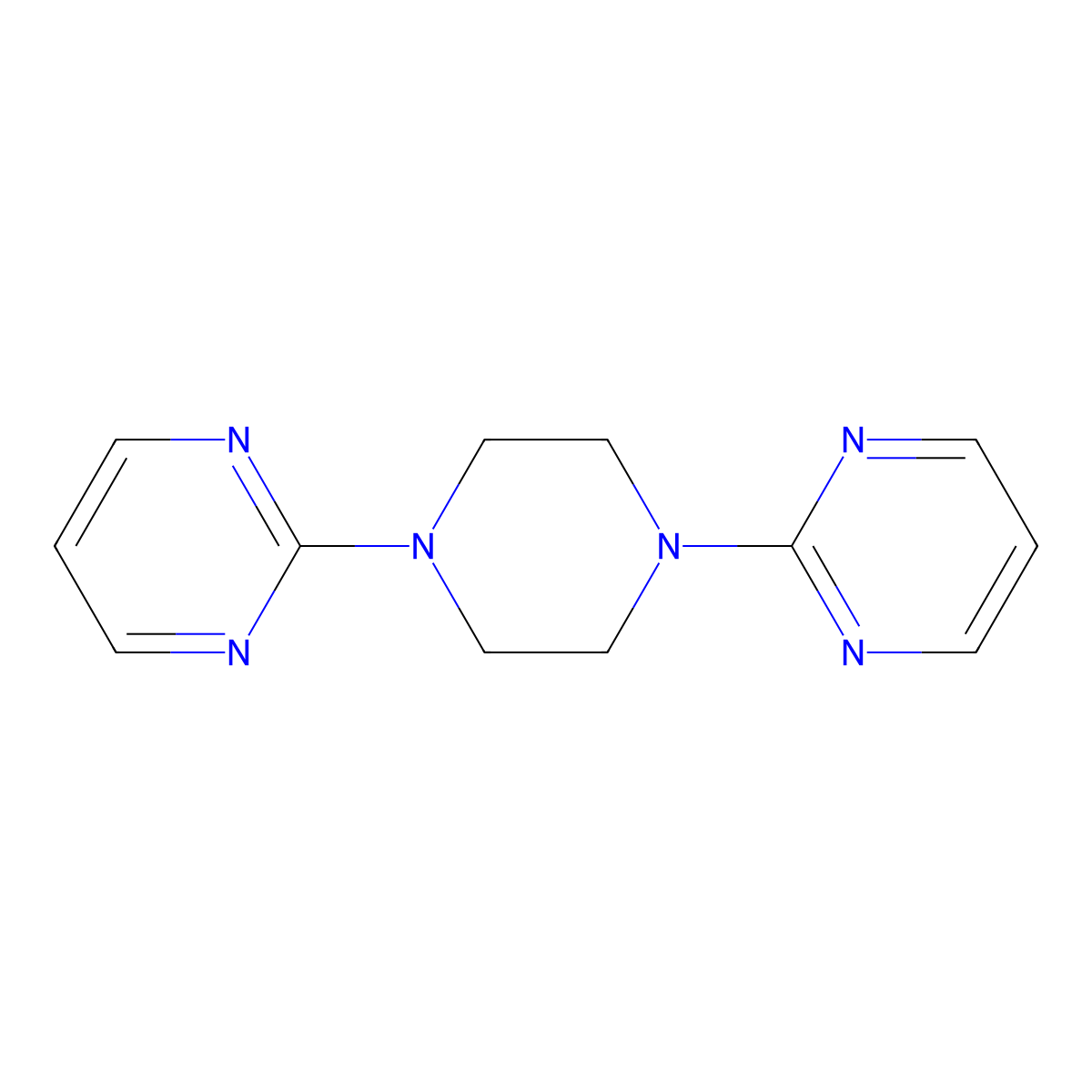 1,4-Di(pyrimidin-2-yl)piperazine molecular structure, CAS 84746-24-7