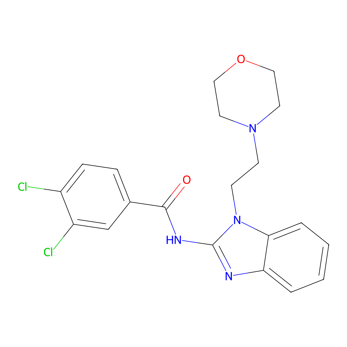 3,4-Dichloro-N-[1-[2-(4-morpholinyl)ethyl]-1H-benzimidazol-2-yl]benzamide molecular structure, CAS 847460-77-9