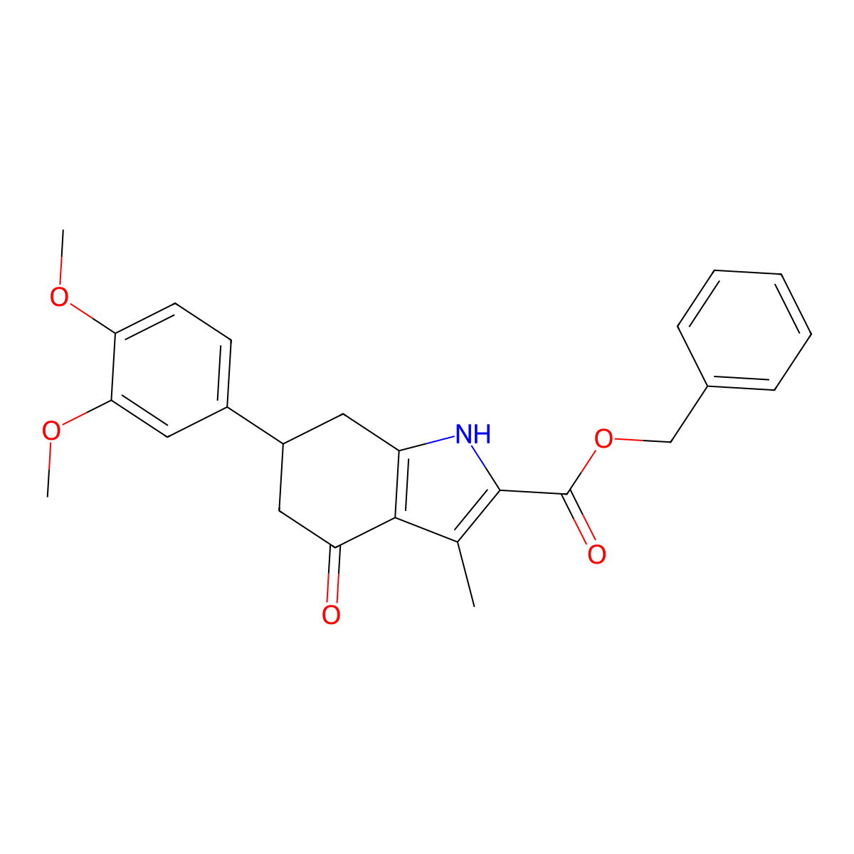 benzyl 6-(3,4-dimethoxyphenyl)-3-methyl-4-oxo-4,5,6,7-tetrahydro-1H-indole-2-carboxylate molecular structure, CAS 847461-49-8