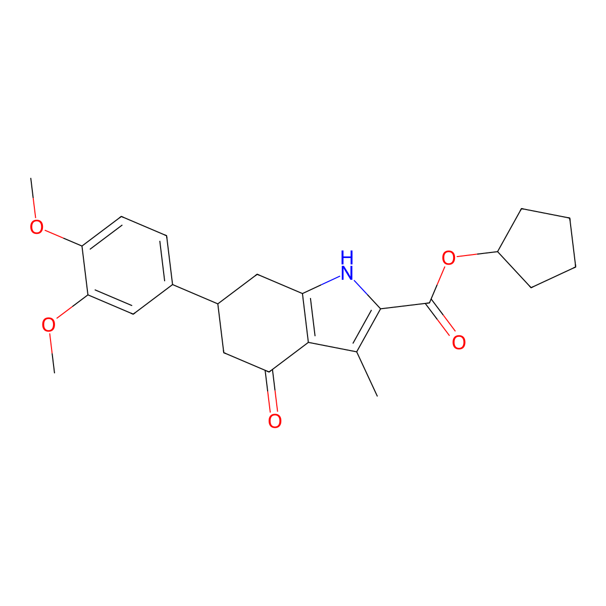 cyclopentyl 6-(3,4-dimethoxyphenyl)-3-methyl-4-oxo-4,5,6,7-tetrahydro-1H-indole-2-carboxylate molecular structure, CAS 847461-51-2