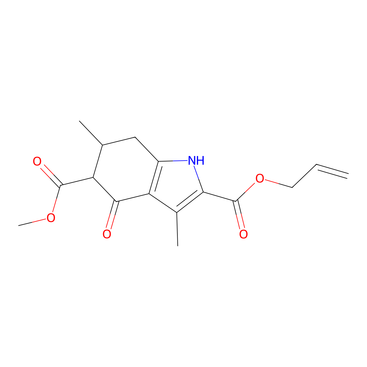 5-methyl 2-prop-2-en-1-yl 3,6-dimethyl-4-oxo-4,5,6,7-tetrahydro-1H-indole-2,5-dicarboxylate molecular structure, CAS 847461-70-5