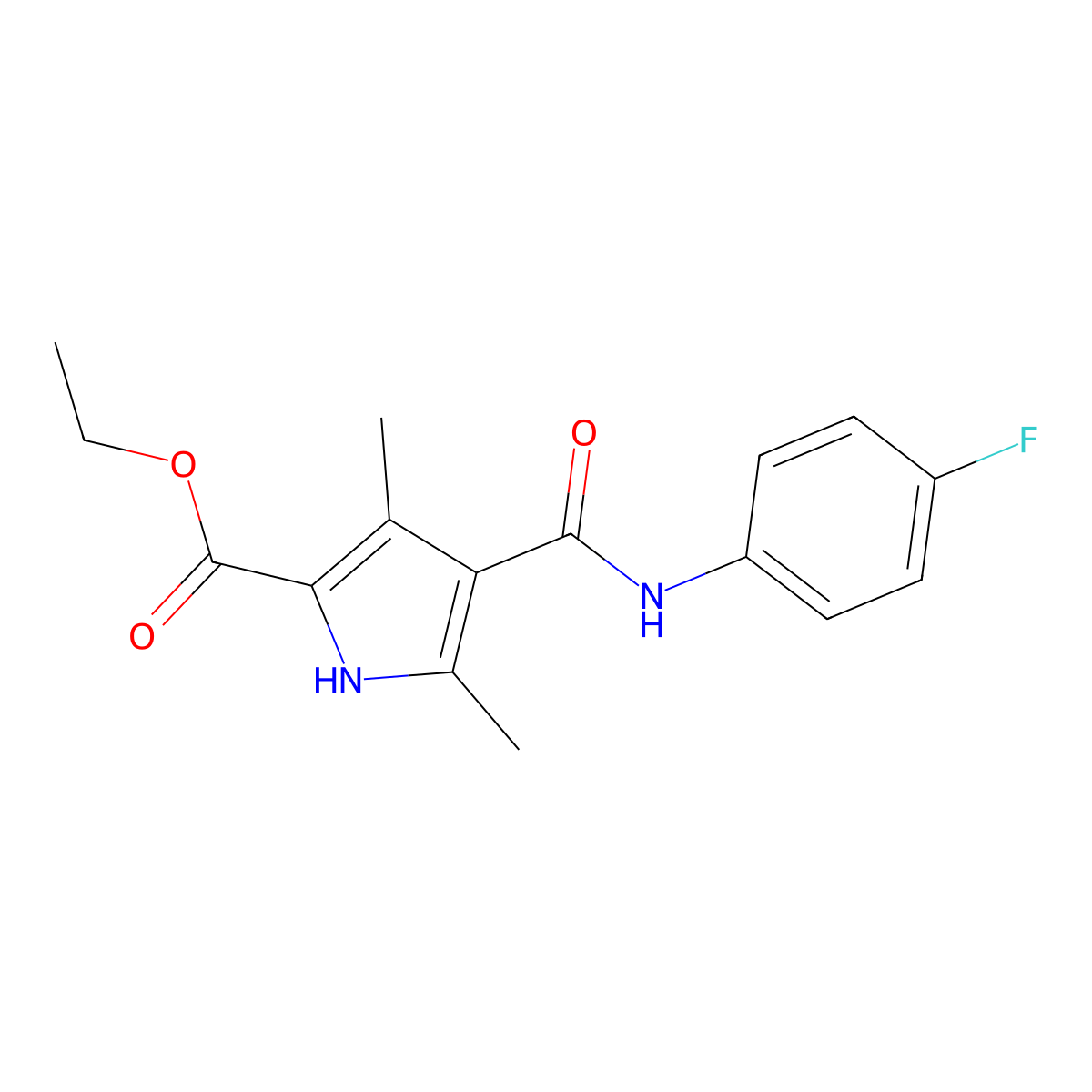 ethyl 4-[(4-fluorophenyl)carbamoyl]-3,5-dimethyl-1H-pyrrole-2-carboxylate molecular structure, CAS 847461-78-3
