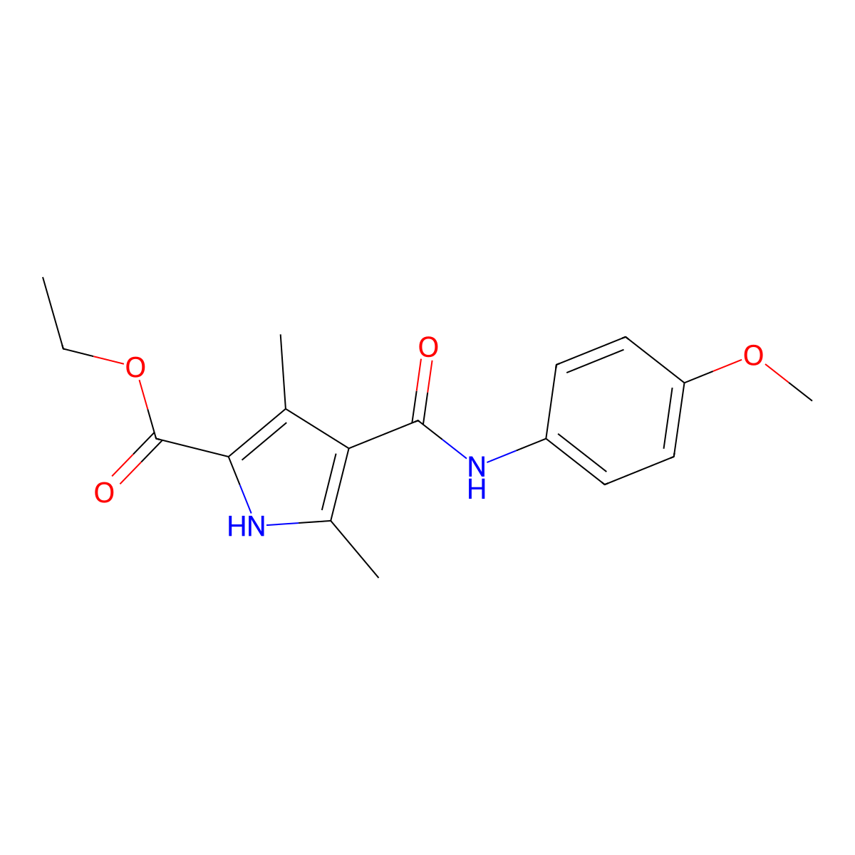 Ethyl 4-[(4-methoxyphenyl)carbamoyl]-3,5-dimethyl-1H-pyrrole-2-carboxylate molecular structure, CAS 847461-87-4