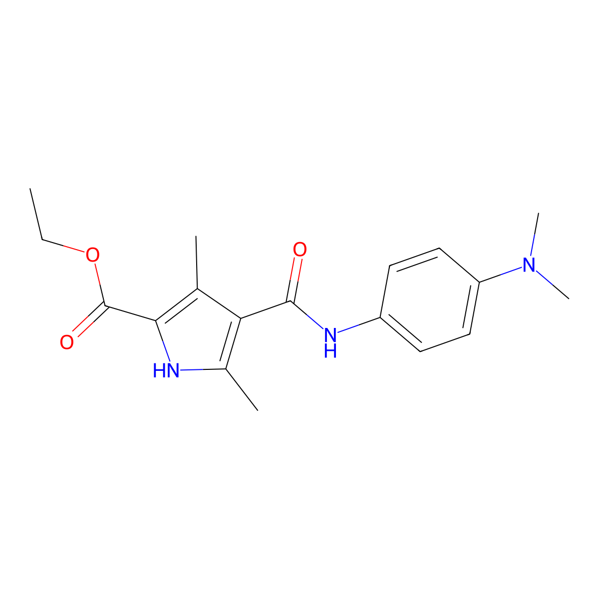 Ethyl 4-{[4-(dimethylamino)phenyl]carbamoyl}-3,5-dimethyl-1H-pyrrole-2-carboxylate molecular structure, CAS 847461-94-3