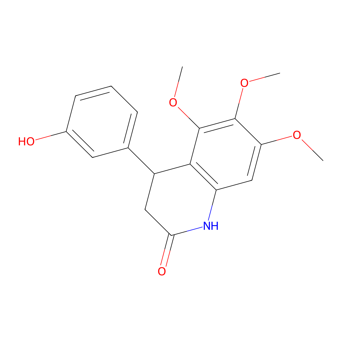 4-(3-hydroxyphenyl)-5,6,7-trimethoxy-3,4-dihydroquinolin-2(1H)-one molecular structure, CAS 847462-47-9
