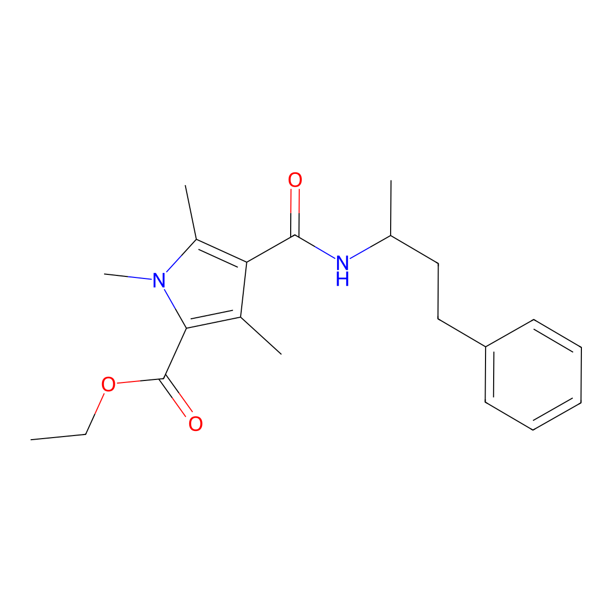 ethyl 1,3,5-trimethyl-4-((4-phenylbutan-2-yl)carbamoyl)-1H-pyrrole-2-carboxylate molecular structure, CAS 847463-05-2