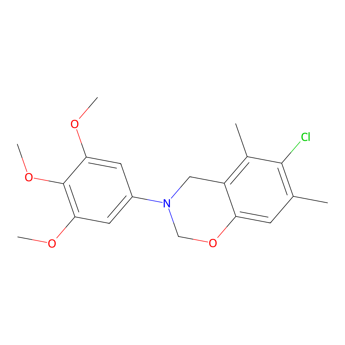 6-Chloro-5,7-dimethyl-3-(3,4,5-trimethoxyphenyl)-2,4-dihydro-1,3-benzoxazine molecular structure, CAS 847463-08-5