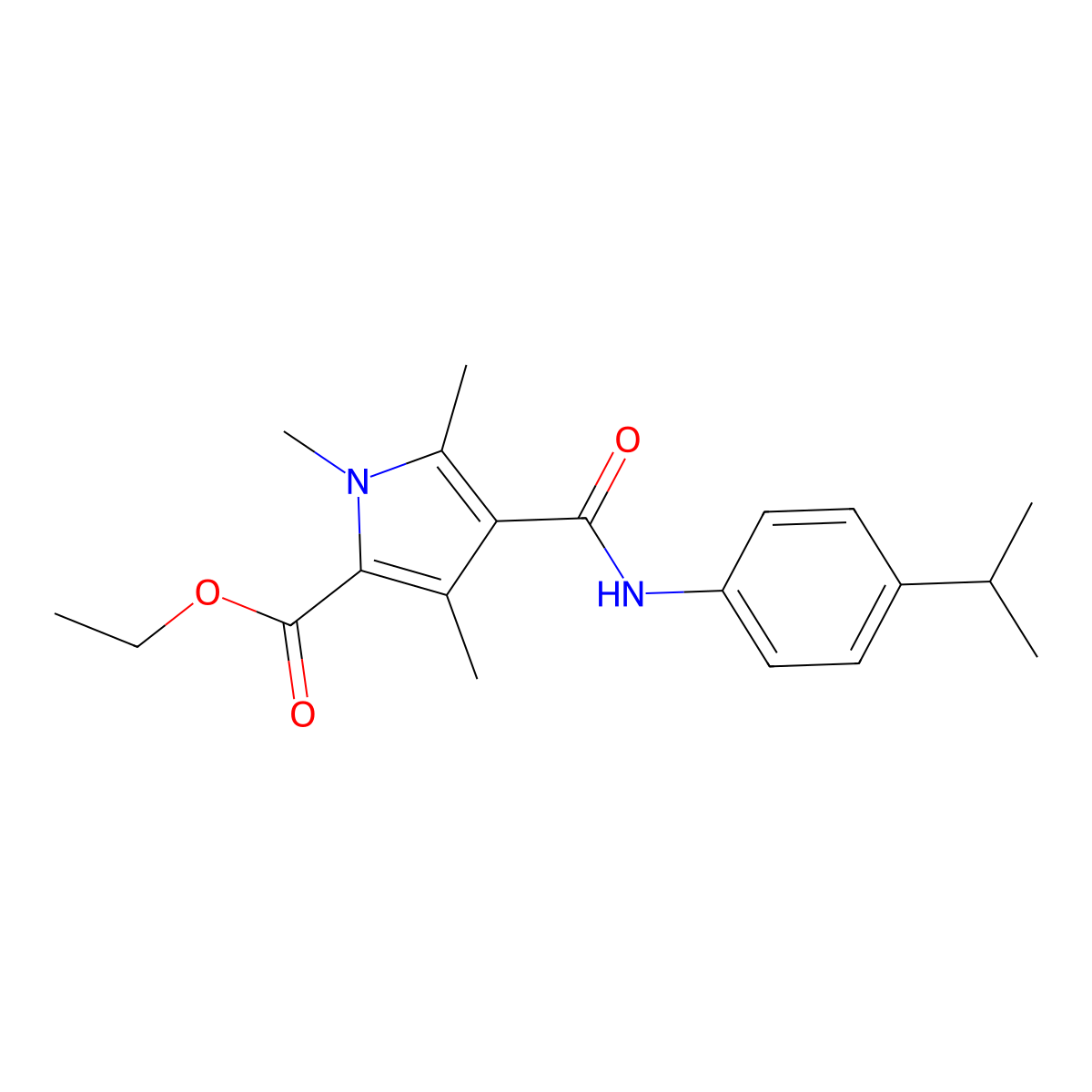 ethyl 4-((4-isopropylphenyl)carbamoyl)-1,3,5-trimethyl-1H-pyrrole-2-carboxylate molecular structure, CAS 847463-10-9