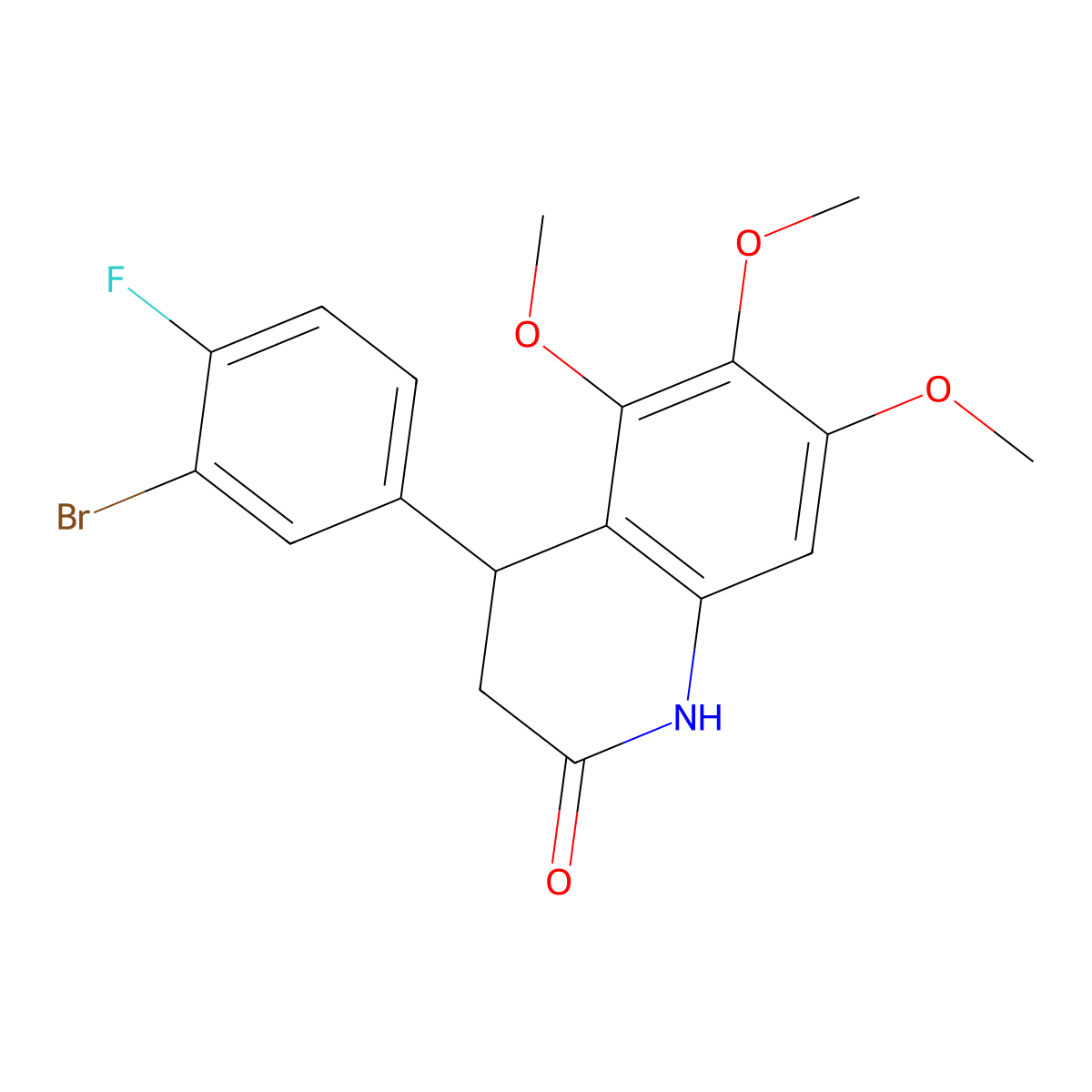 4-(3-bromo-4-fluorophenyl)-5,6,7-trimethoxy-3,4-dihydroquinolin-2(1H)-one molecular structure, CAS 847463-17-6