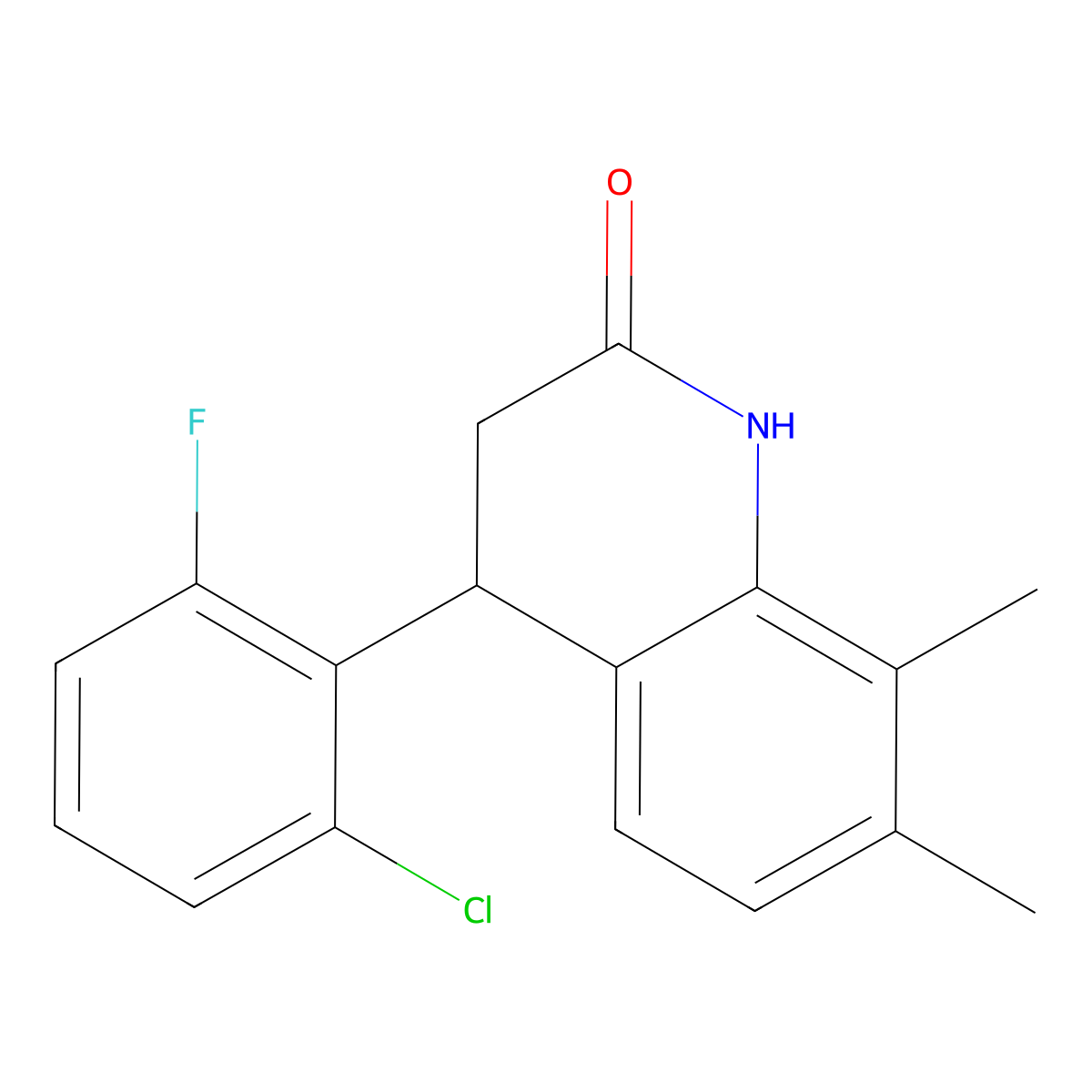 4-(2-chloro-6-fluorophenyl)-7,8-dimethyl-3,4-dihydroquinolin-2(1H)-one molecular structure, CAS 847463-27-8