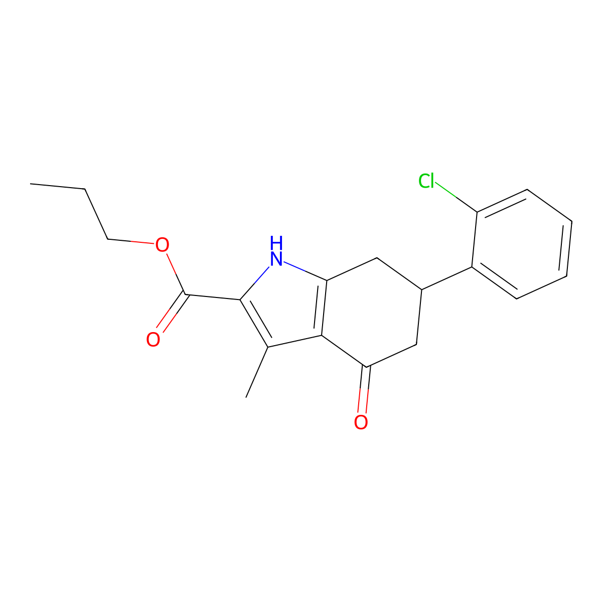 propyl 6-(2-chlorophenyl)-3-methyl-4-oxo-4,5,6,7-tetrahydro-1H-indole-2-carboxylate molecular structure, CAS 847463-45-0