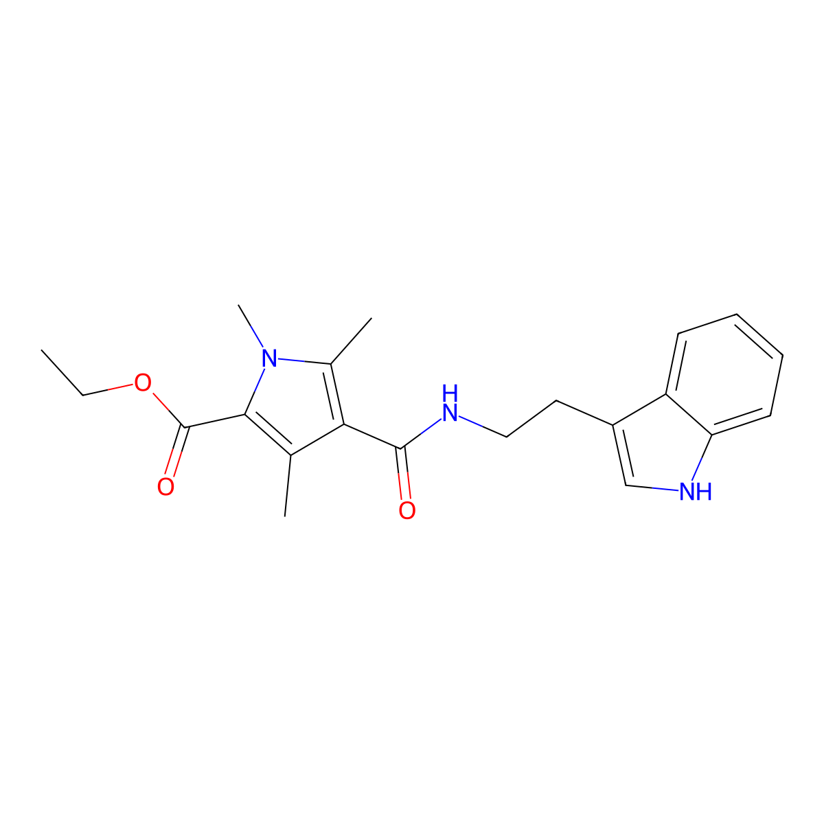 ethyl 4-((2-(1H-indol-3-yl)ethyl)carbamoyl)-1,3,5-trimethyl-1H-pyrrole-2-carboxylate molecular structure, CAS 847463-66-5