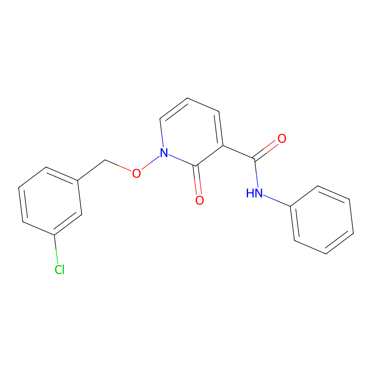 1-((3-chlorobenzyl)oxy)-2-oxo-N-phenyl-1,2-dihydropyridine-3-carboxamide molecular structure, CAS 847464-08-8