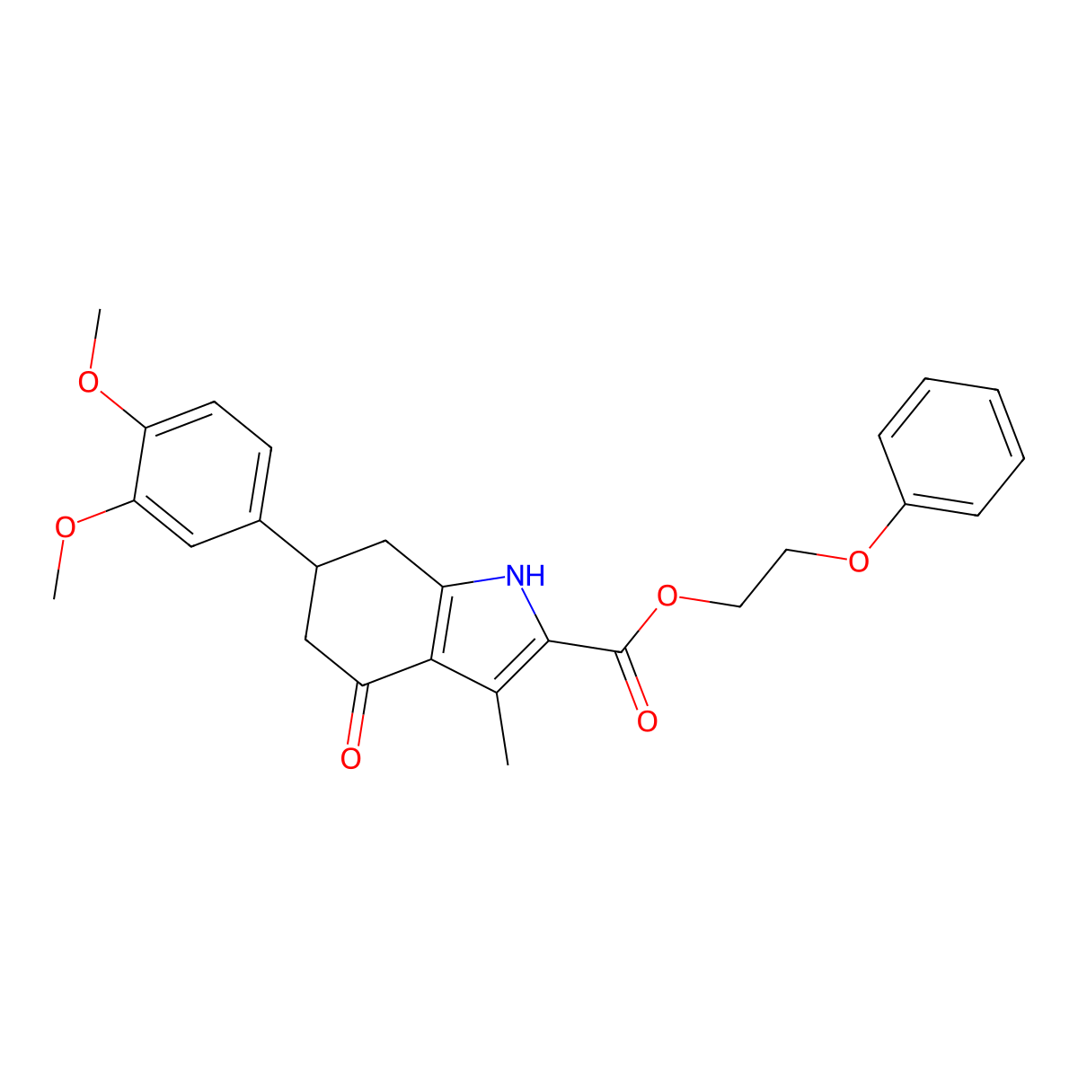 2-phenoxyethyl 6-(3,4-dimethoxyphenyl)-3-methyl-4-oxo-4,5,6,7-tetrahydro-1H-indole-2-carboxylate molecular structure, CAS 847464-15-7