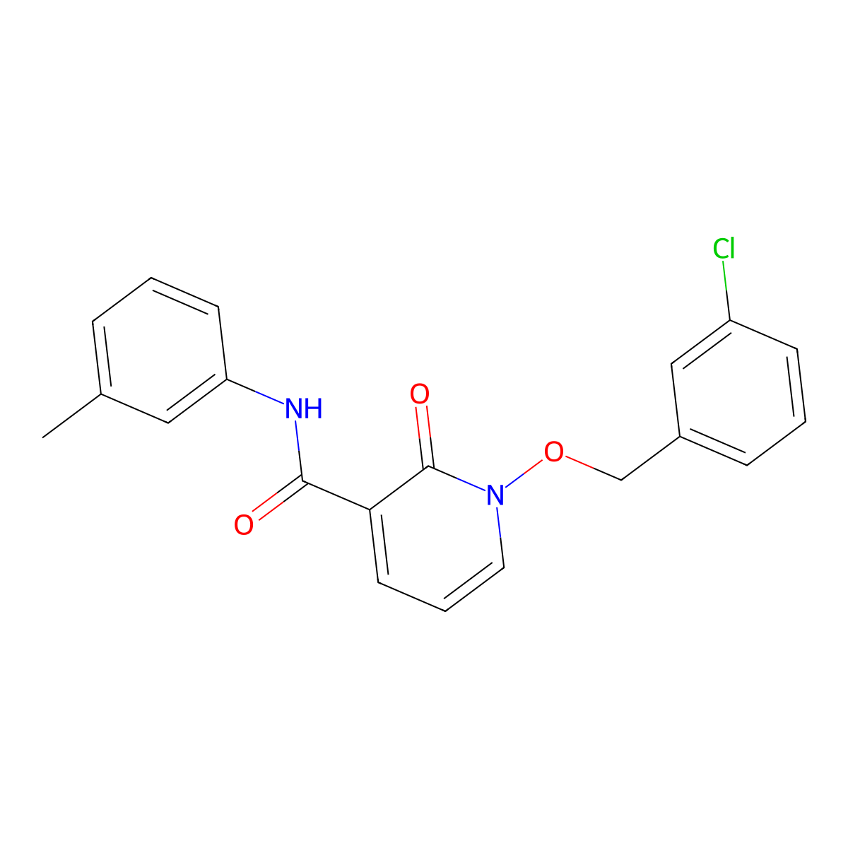 1-((3-chlorobenzyl)oxy)-2-oxo-N-(m-tolyl)-1,2-dihydropyridine-3-carboxamide molecular structure, CAS 847464-24-8