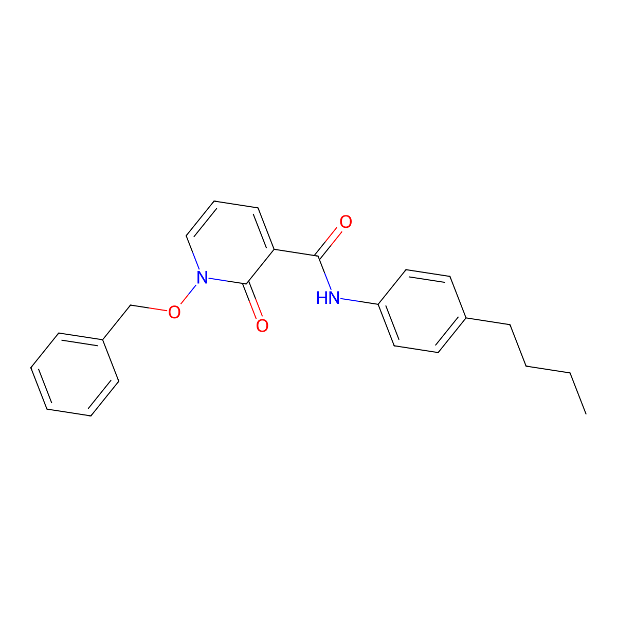 1-(benzyloxy)-N-(4-butylphenyl)-2-oxo-1,2-dihydropyridine-3-carboxamide molecular structure, CAS 847464-48-6