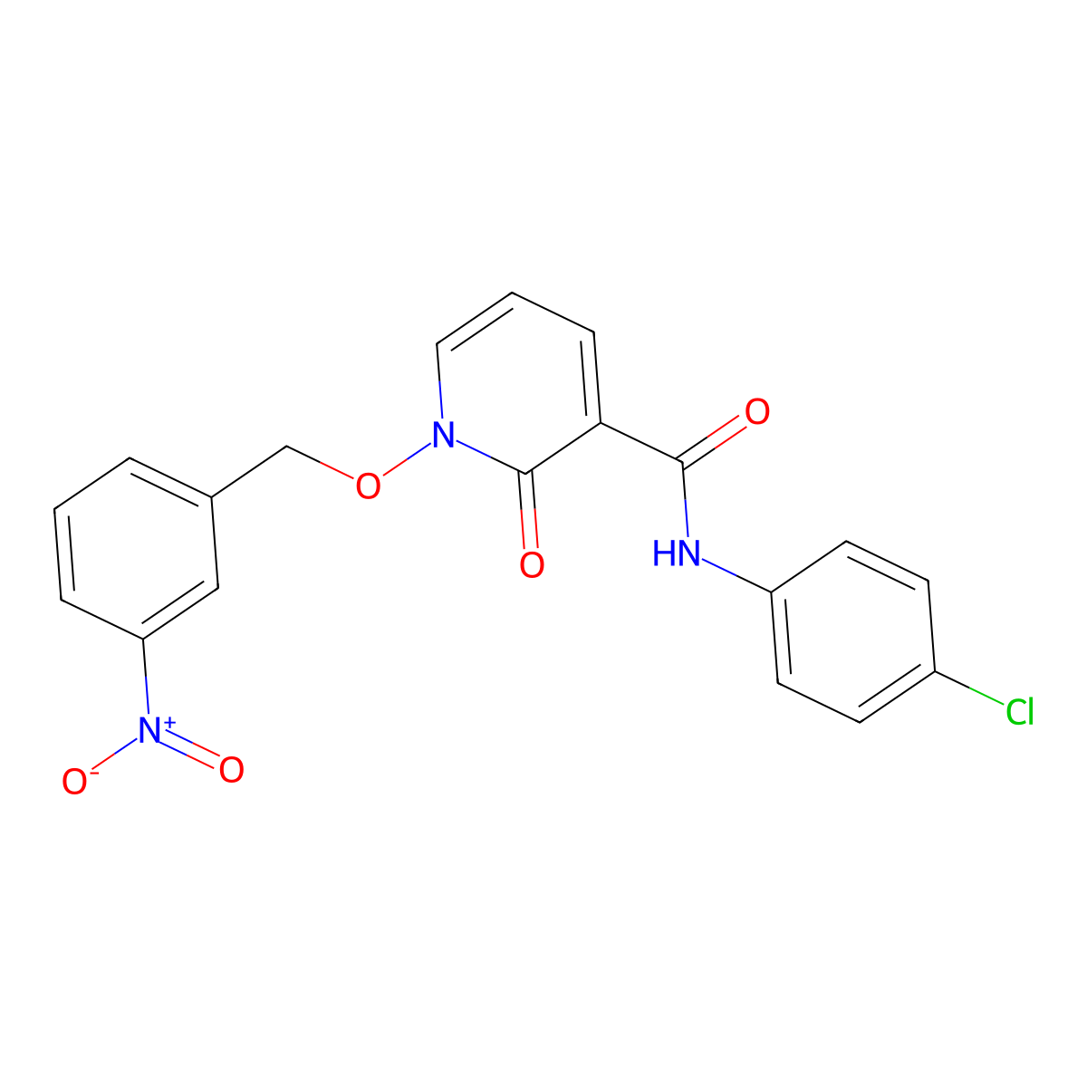 N-(4-chlorophenyl)-1-((3-nitrobenzyl)oxy)-2-oxo-1,2-dihydropyridine-3-carboxamide molecular structure, CAS 847464-75-9