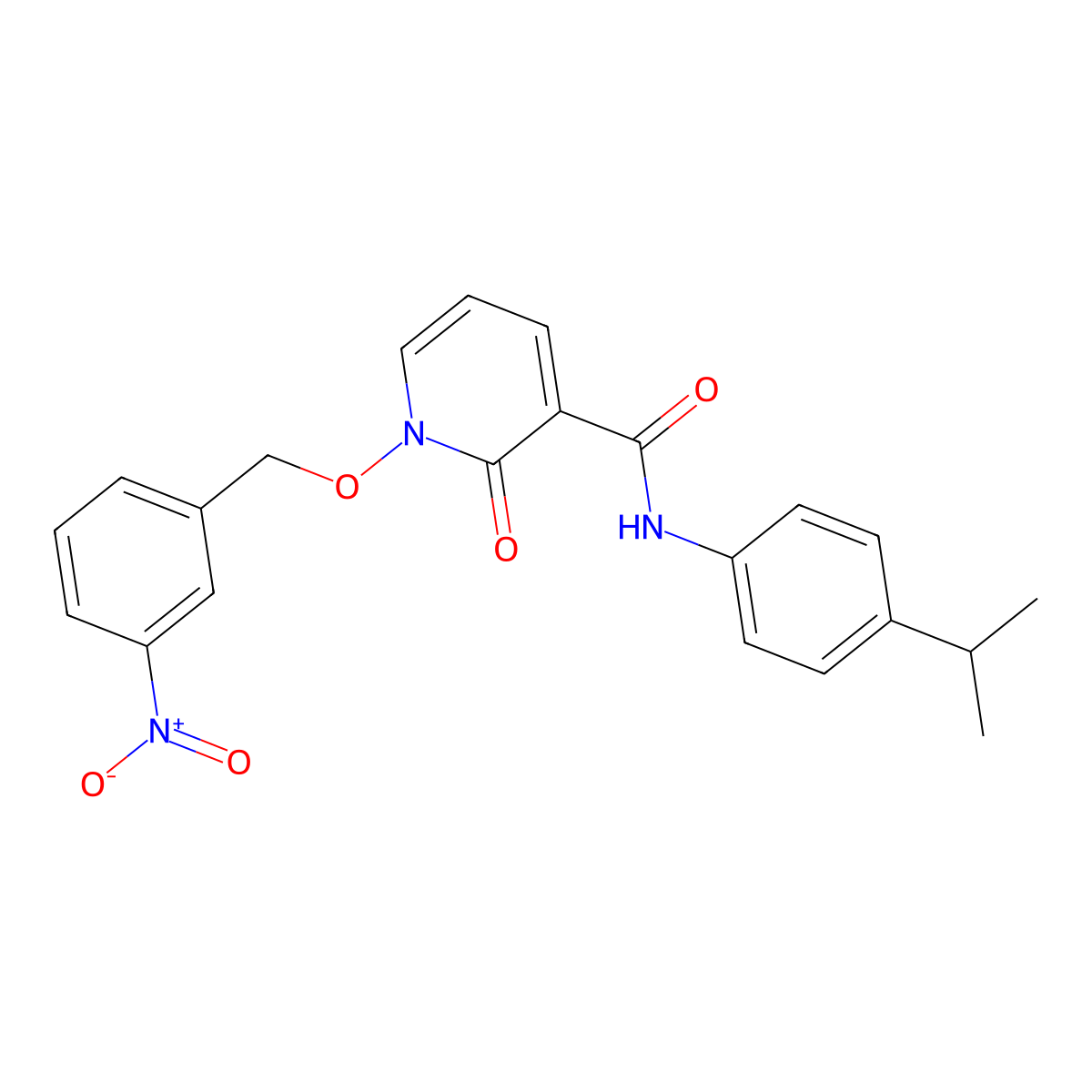 N-(4-isopropylphenyl)-1-((3-nitrobenzyl)oxy)-2-oxo-1,2-dihydropyridine-3-carboxamide molecular structure, CAS 847464-91-9