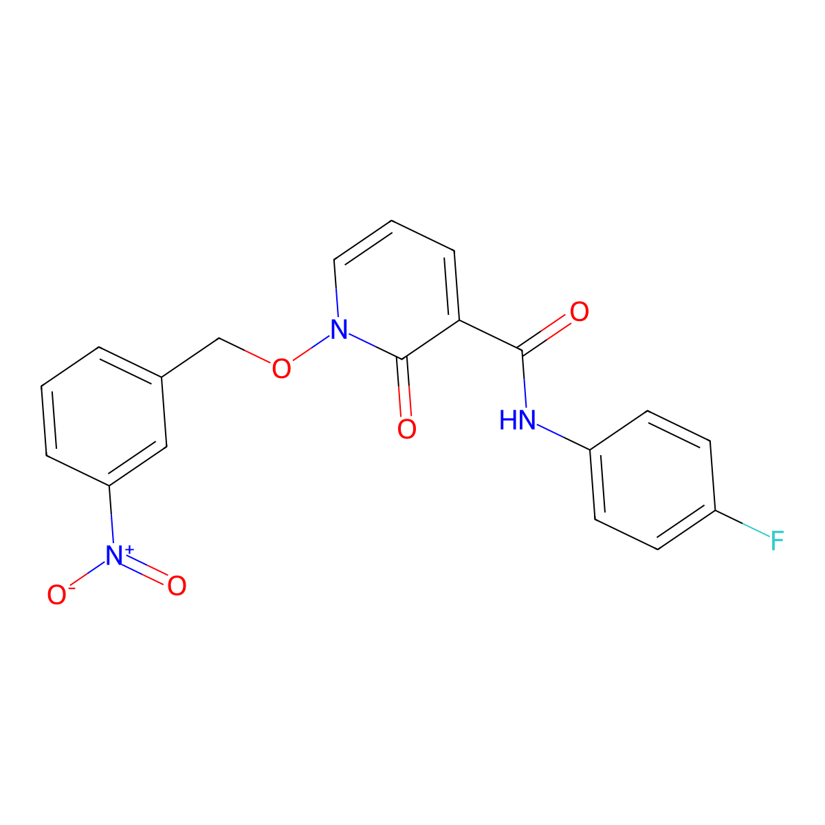 N-(4-fluorophenyl)-1-((3-nitrobenzyl)oxy)-2-oxo-1,2-dihydropyridine-3-carboxamide molecular structure, CAS 847464-97-5