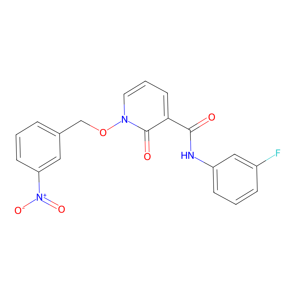 N-(3-fluorophenyl)-1-((3-nitrobenzyl)oxy)-2-oxo-1,2-dihydropyridine-3-carboxamide molecular structure, CAS 847465-05-8