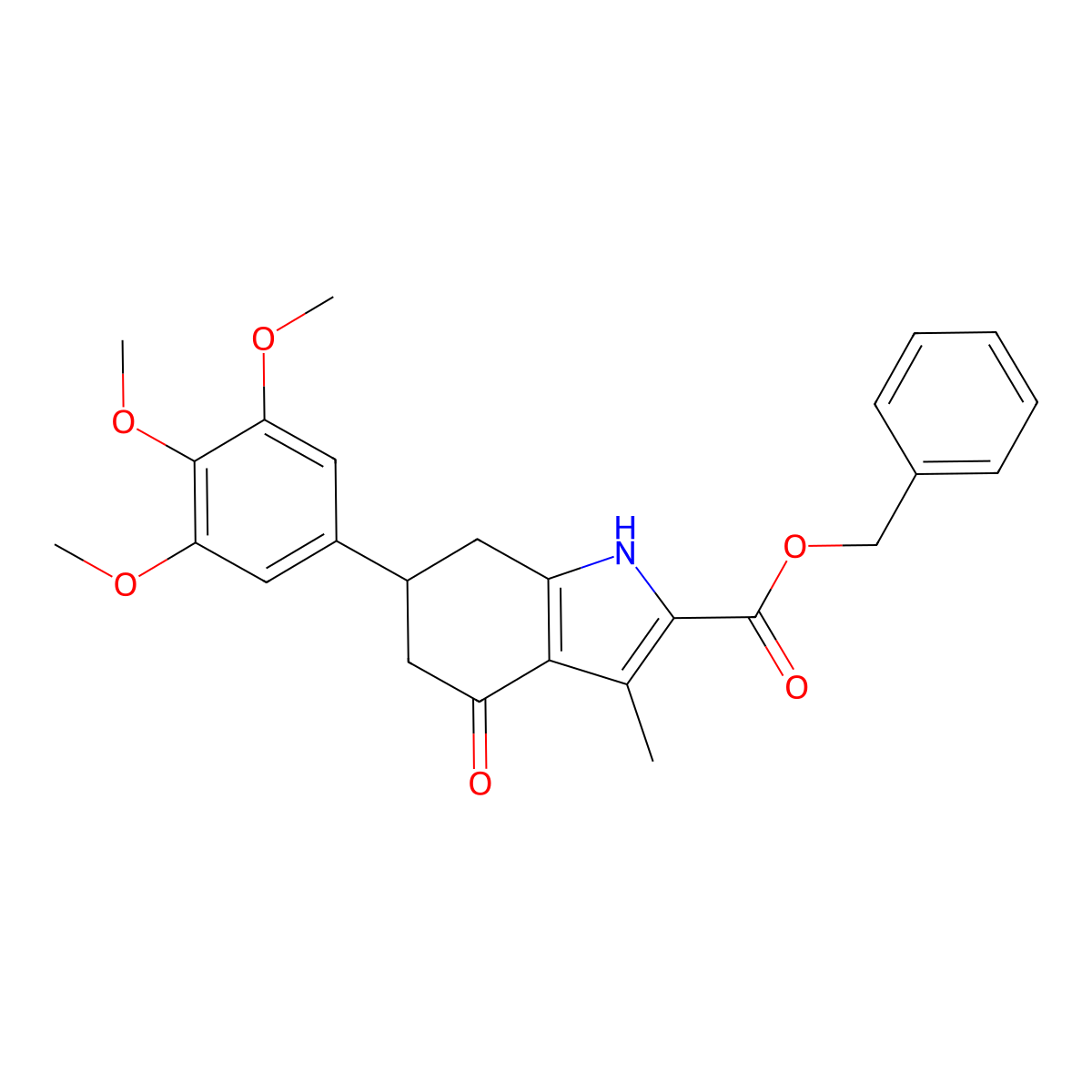 benzyl 3-methyl-4-oxo-6-(3,4,5-trimethoxyphenyl)-4,5,6,7-tetrahydro-1H-indole-2-carboxylate molecular structure, CAS 847465-09-2