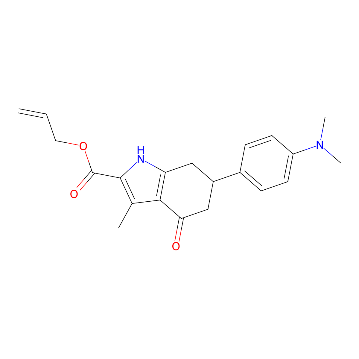 prop-2-en-1-yl 6-[4-(dimethylamino)phenyl]-3-methyl-4-oxo-4,5,6,7-tetrahydro-1H-indole-2-carboxylate molecular structure, CAS 847465-13-8