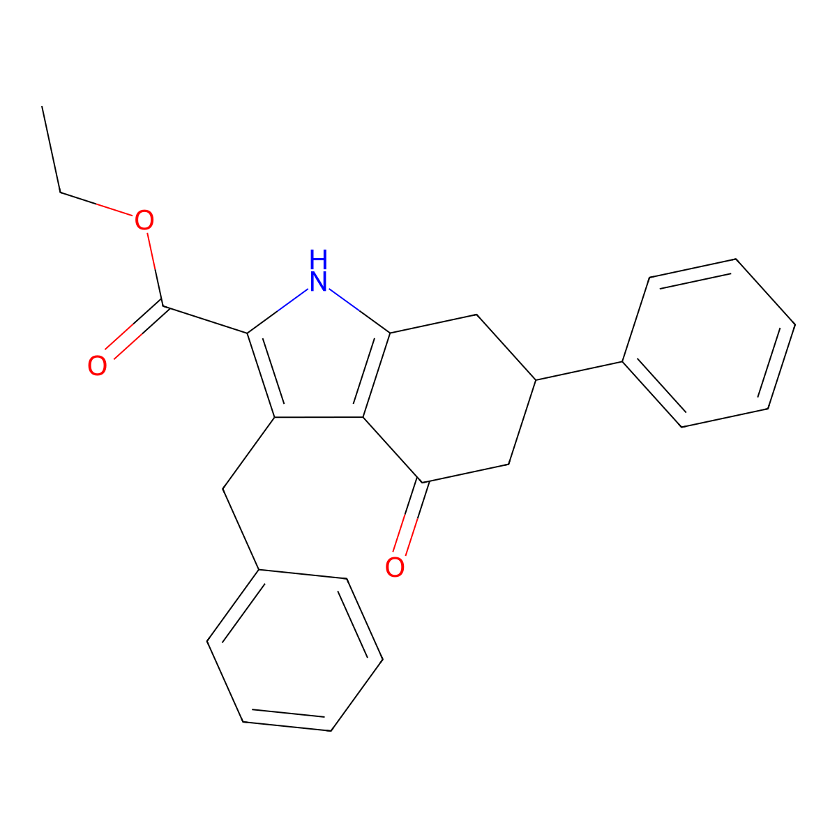 ethyl 3-benzyl-4-oxo-6-phenyl-4,5,6,7-tetrahydro-1H-indole-2-carboxylate molecular structure, CAS 847465-46-7