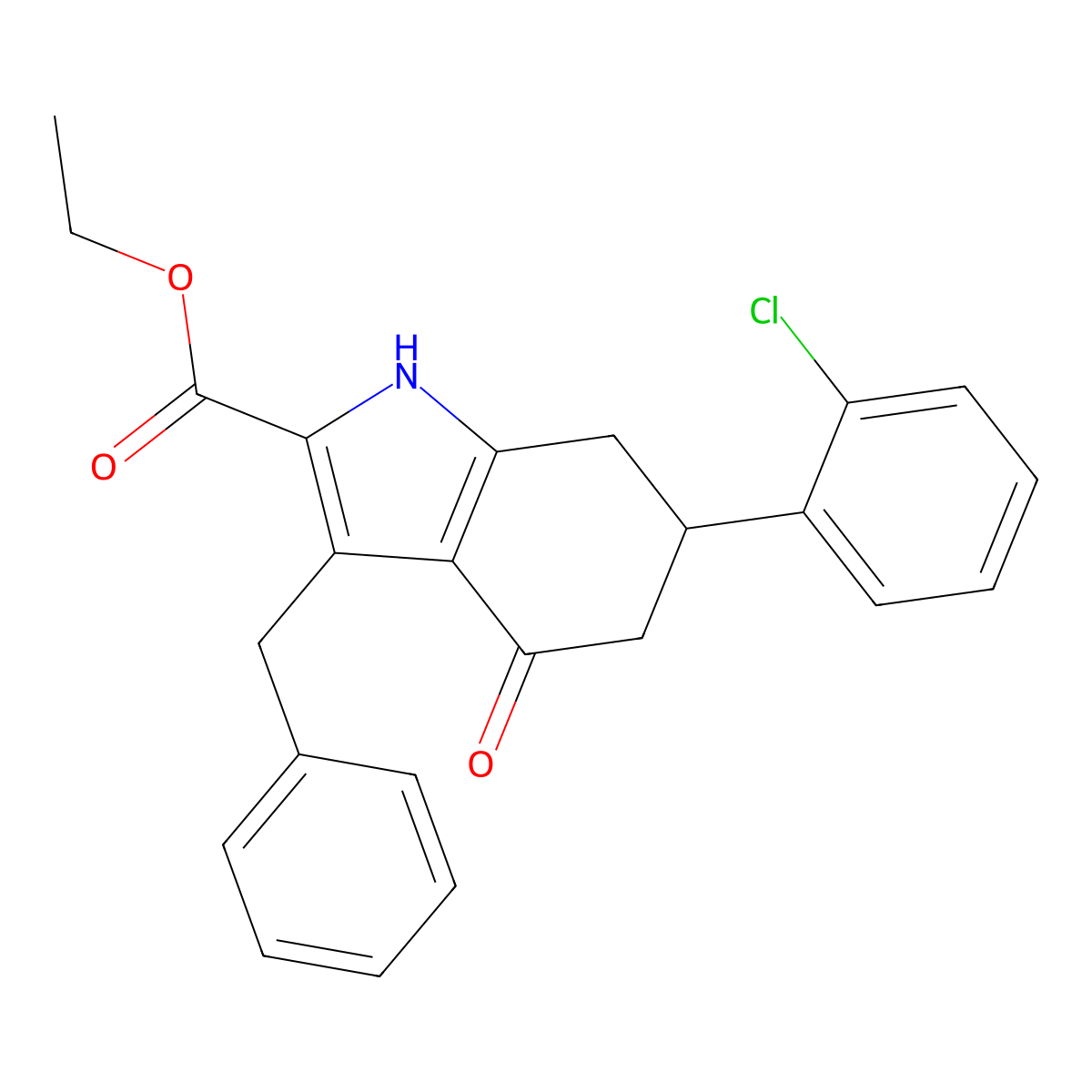 ethyl 3-benzyl-6-(2-chlorophenyl)-4-oxo-4,5,6,7-tetrahydro-1H-indole-2-carboxylate molecular structure, CAS 847465-47-8