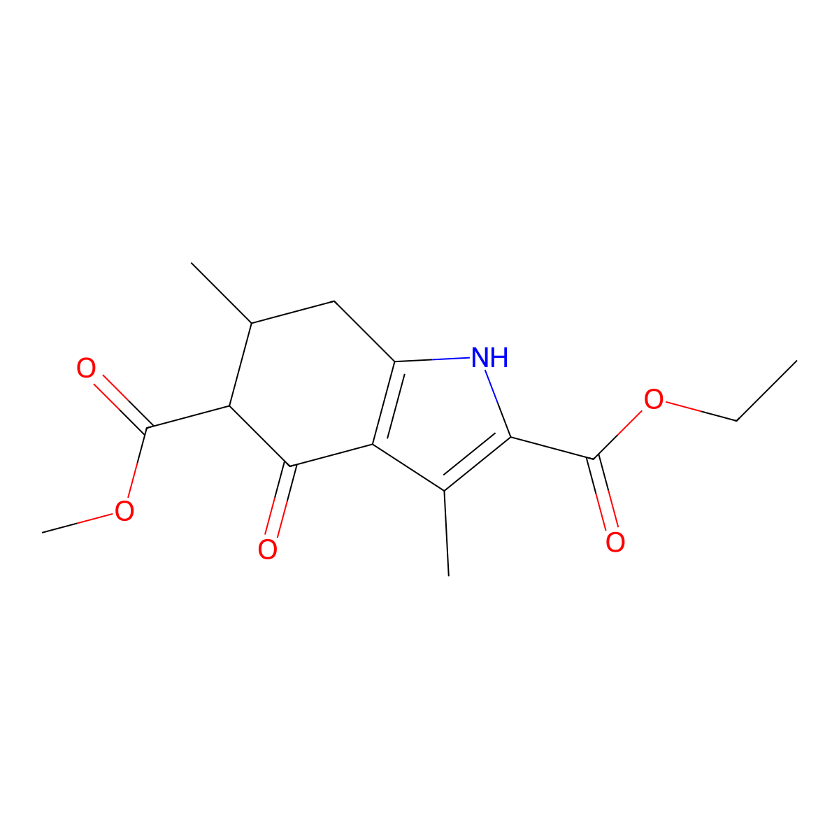2-ethyl 5-methyl 3,6-dimethyl-4-oxo-4,5,6,7-tetrahydro-1H-indole-2,5-dicarboxylate molecular structure, CAS 847465-80-9