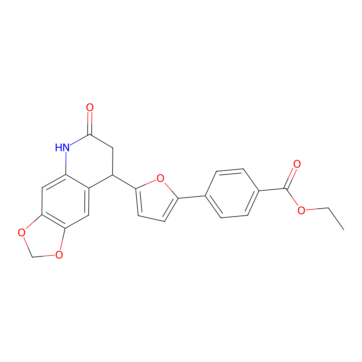 Ethyl 4-[5-(6-oxo-5,6,7,8-tetrahydro[1,3]dioxolo[4,5-g]quinolin-8-yl)furan-2-yl]benzoate molecular structure, CAS 847466-33-5