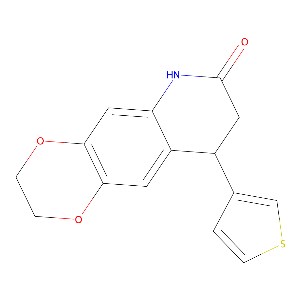 9-thiophen-3-yl-3,6,8,9-tetrahydro-2H-[1,4]dioxino[2,3-g]quinolin-7-one molecular structure, CAS 847466-38-0
