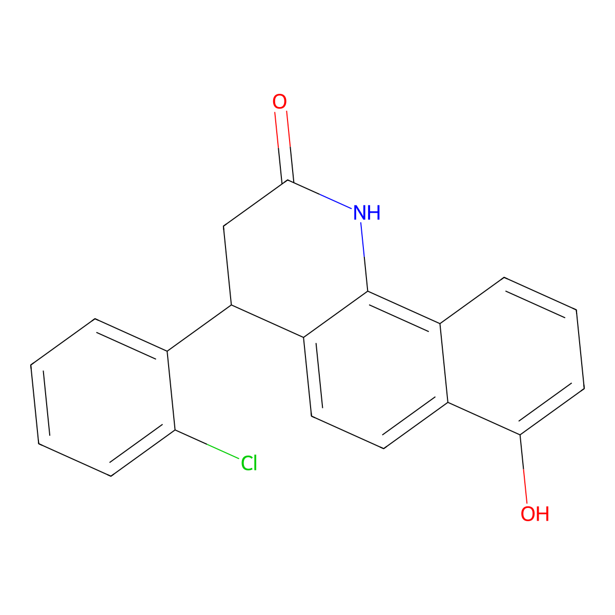 4-(2-chlorophenyl)-7-hydroxy-3,4-dihydro-1H-benzo[h]quinolin-2-one molecular structure, CAS 847466-57-3