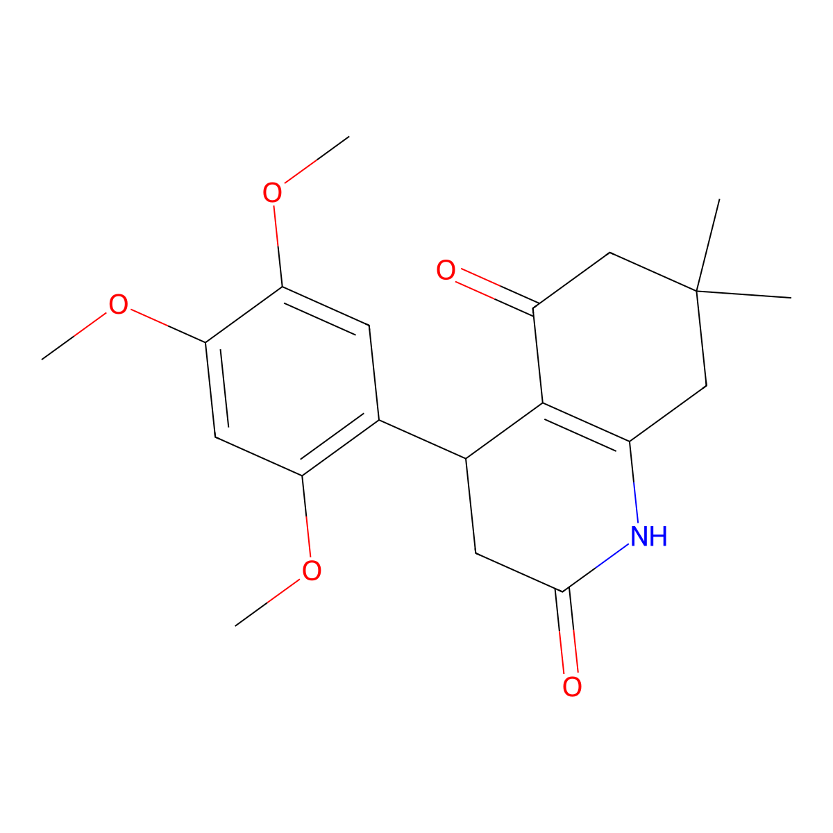 7,7-dimethyl-4-(2,4,5-trimethoxyphenyl)-3,4,6,8-tetrahydro-1H-quinoline-2,5-dione molecular structure, CAS 847466-89-1