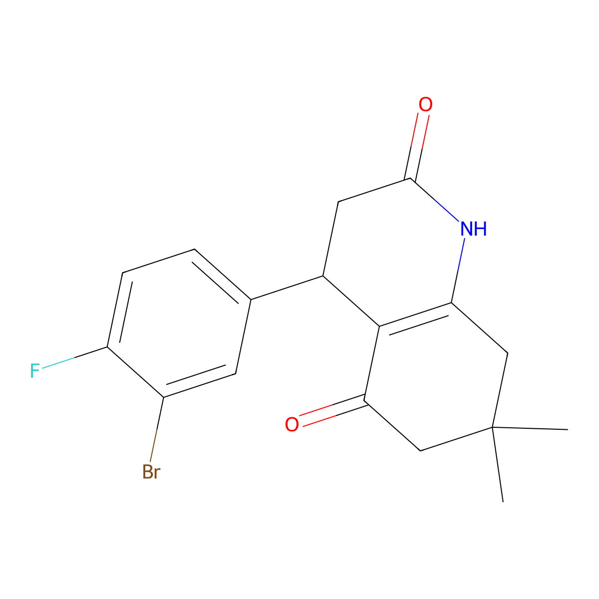 4-(3-bromo-4-fluorophenyl)-7,7-dimethyl-4,6,7,8-tetrahydroquinoline-2,5(1H,3H)-dione molecular structure, CAS 847466-90-4