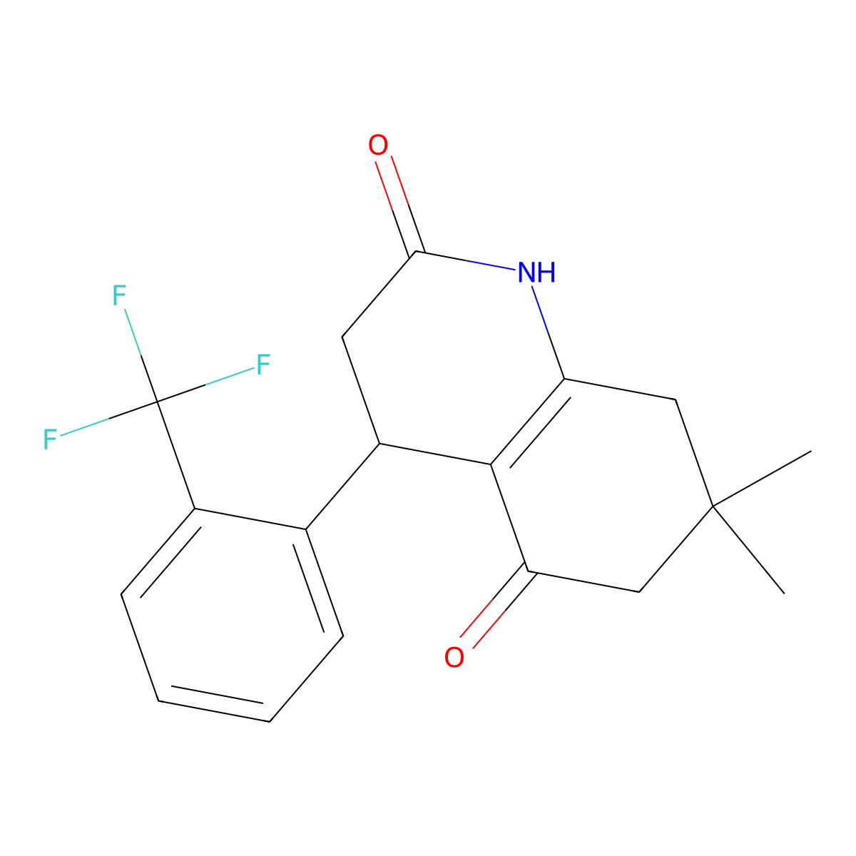 7,7-dimethyl-4-[2-(trifluoromethyl)phenyl]-3,4,6,8-tetrahydro-1H-quinoline-2,5-dione molecular structure, CAS 847466-91-5