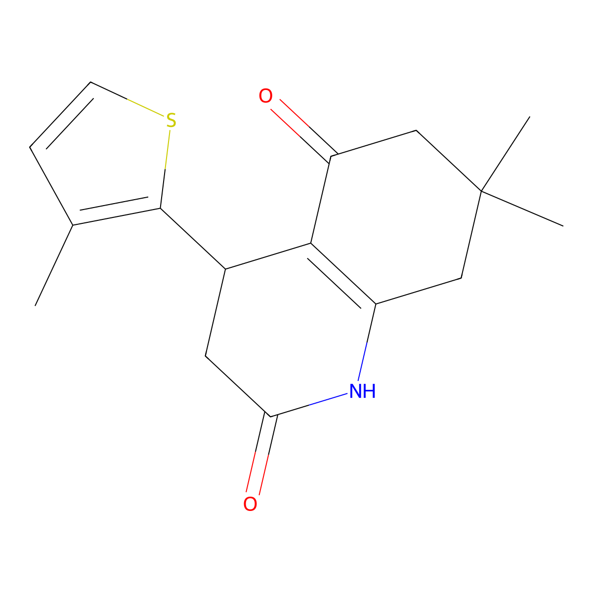 7,7-dimethyl-4-(3-methylthiophen-2-yl)-3,4,6,8-tetrahydro-1H-quinoline-2,5-dione molecular structure, CAS 847467-22-5