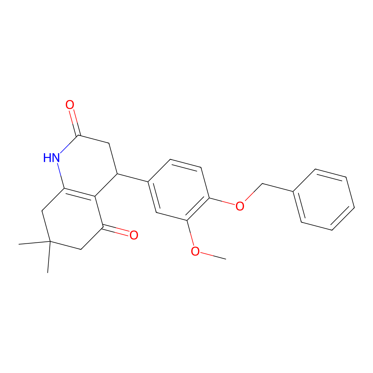 4-(3-methoxy-4-phenylmethoxyphenyl)-7,7-dimethyl-3,4,6,8-tetrahydro-1H-quinoline-2,5-dione molecular structure, CAS 847467-28-1