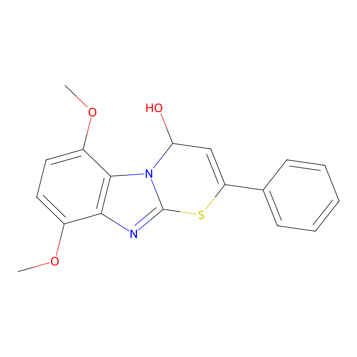 6,9-dimethoxy-2-phenyl-4H-[1,3]thiazino[3,2-a]benzimidazol-4-ol molecular structure, CAS 847467-44-1
