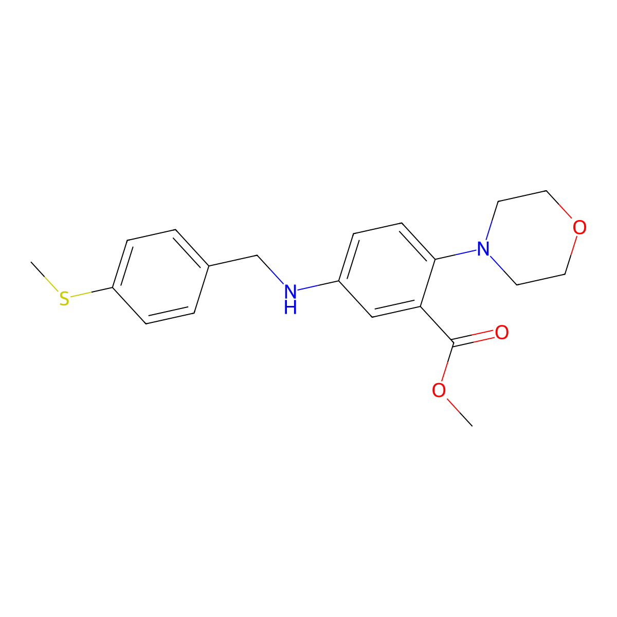Methyl 5-{[4-(methylsulfanyl)benzyl]amino}-2-(4-morpholinyl)benzoate molecular structure, CAS 847467-58-7