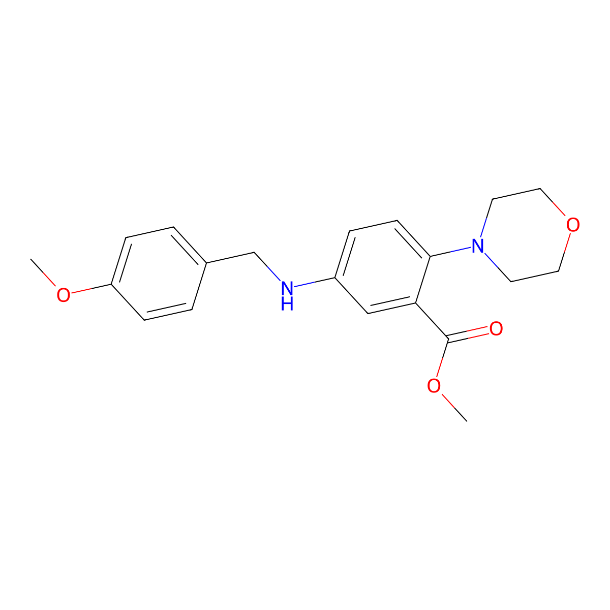 Methyl 5-[(4-methoxybenzyl)amino]-2-(4-morpholinyl)benzoate molecular structure, CAS 847467-59-8