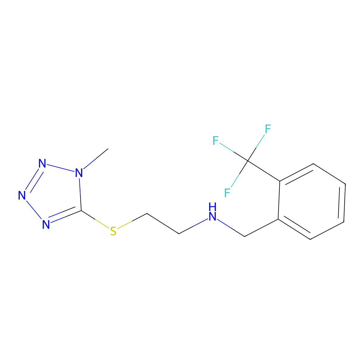 2-(1-methyltetrazol-5-yl)sulfanyl-N-[[2-(trifluoromethyl)phenyl]methyl]ethanamine molecular structure, CAS 847467-70-3