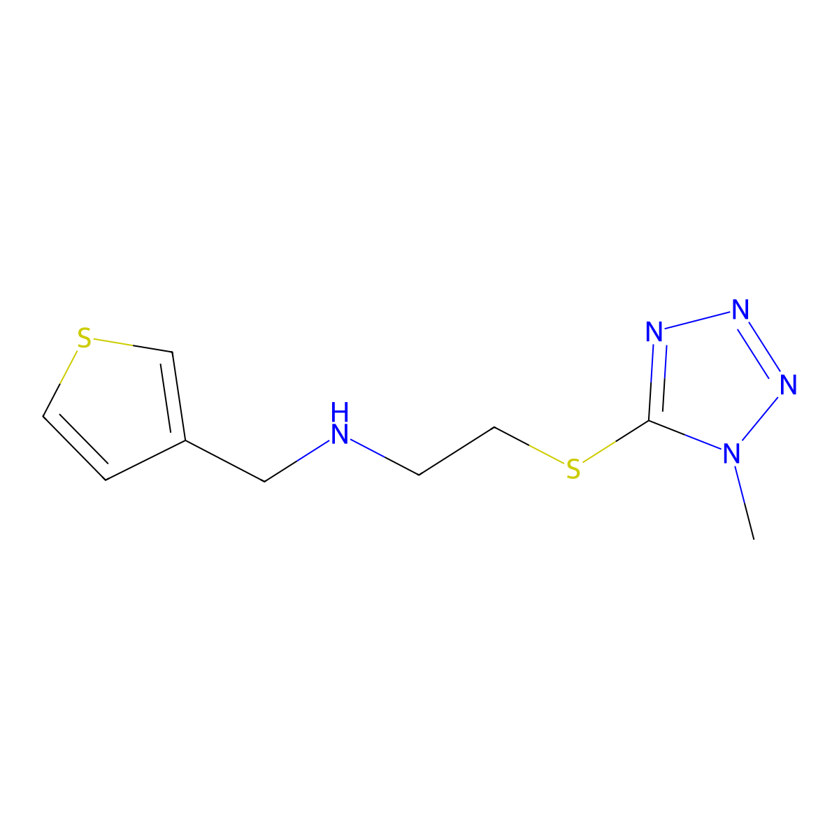 2-(1-methyltetrazol-5-yl)sulfanyl-N-(thiophen-3-ylmethyl)ethanamine molecular structure, CAS 847467-87-2
