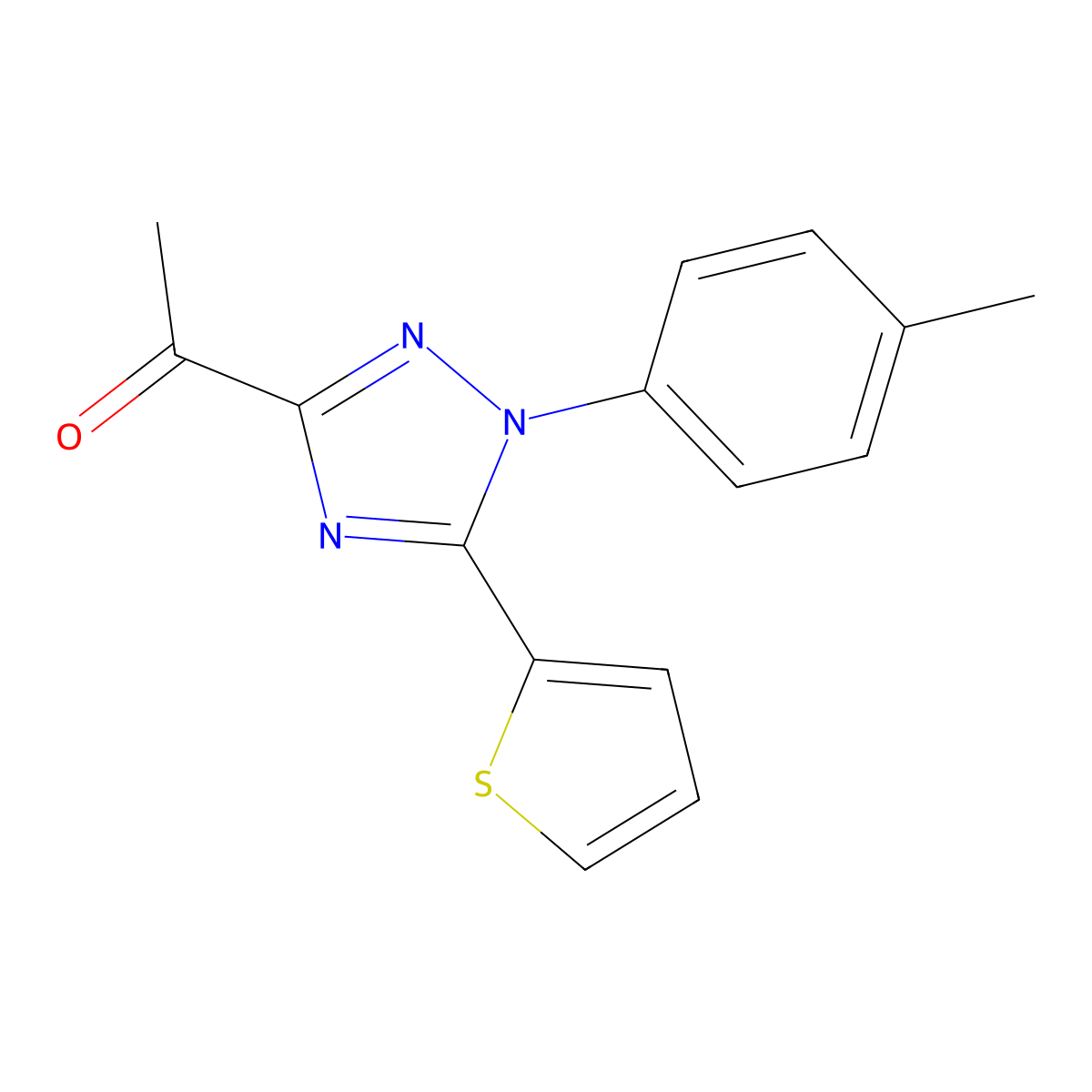 1-[1-(4-Methylphenyl)-5-thiophen-2-yl-1,2,4-triazol-3-yl]ethanone molecular structure, CAS 847467-98-5