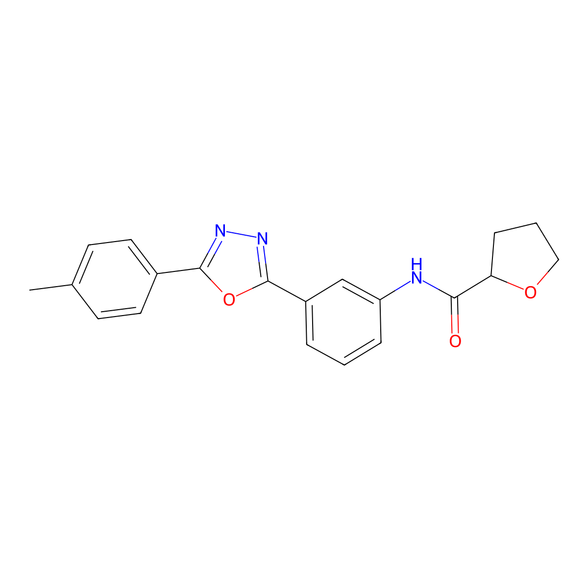 N-[3-[5-(4-methylphenyl)-1,3,4-oxadiazol-2-yl]phenyl]oxolane-2-carboxamide molecular structure, CAS 847468-58-0