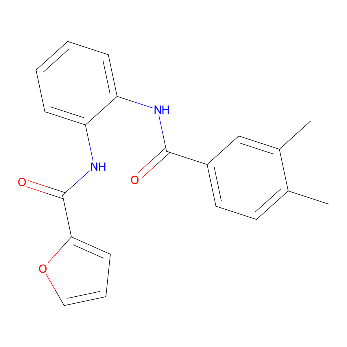 N-[2-[(3,4-dimethylbenzoyl)amino]phenyl]furan-2-carboxamide molecular structure, CAS 847468-62-6