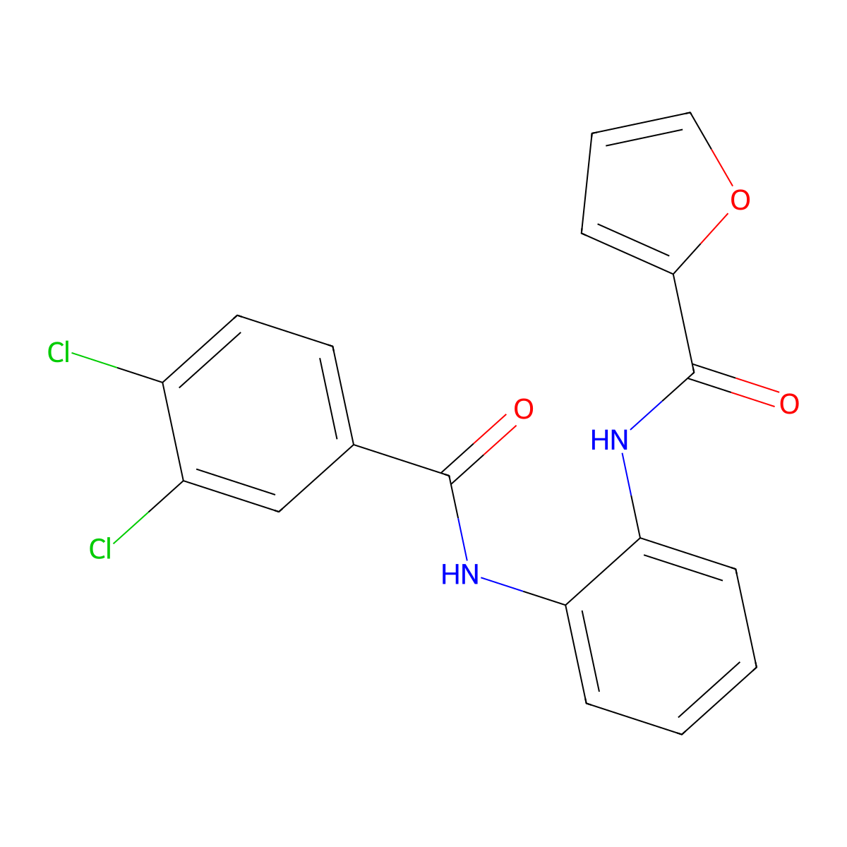N-[2-[(3,4-dichlorobenzoyl)amino]phenyl]furan-2-carboxamide molecular structure, CAS 847468-63-7