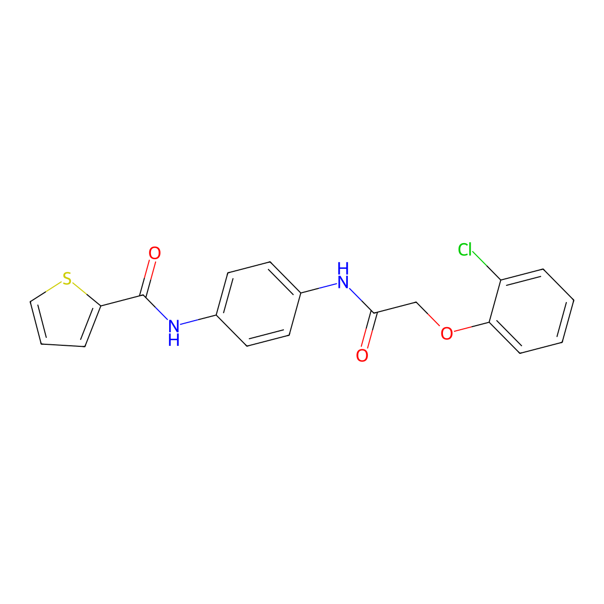N-[4-[[2-(2-chlorophenoxy)acetyl]amino]phenyl]thiophene-2-carboxamide molecular structure, CAS 847468-87-5