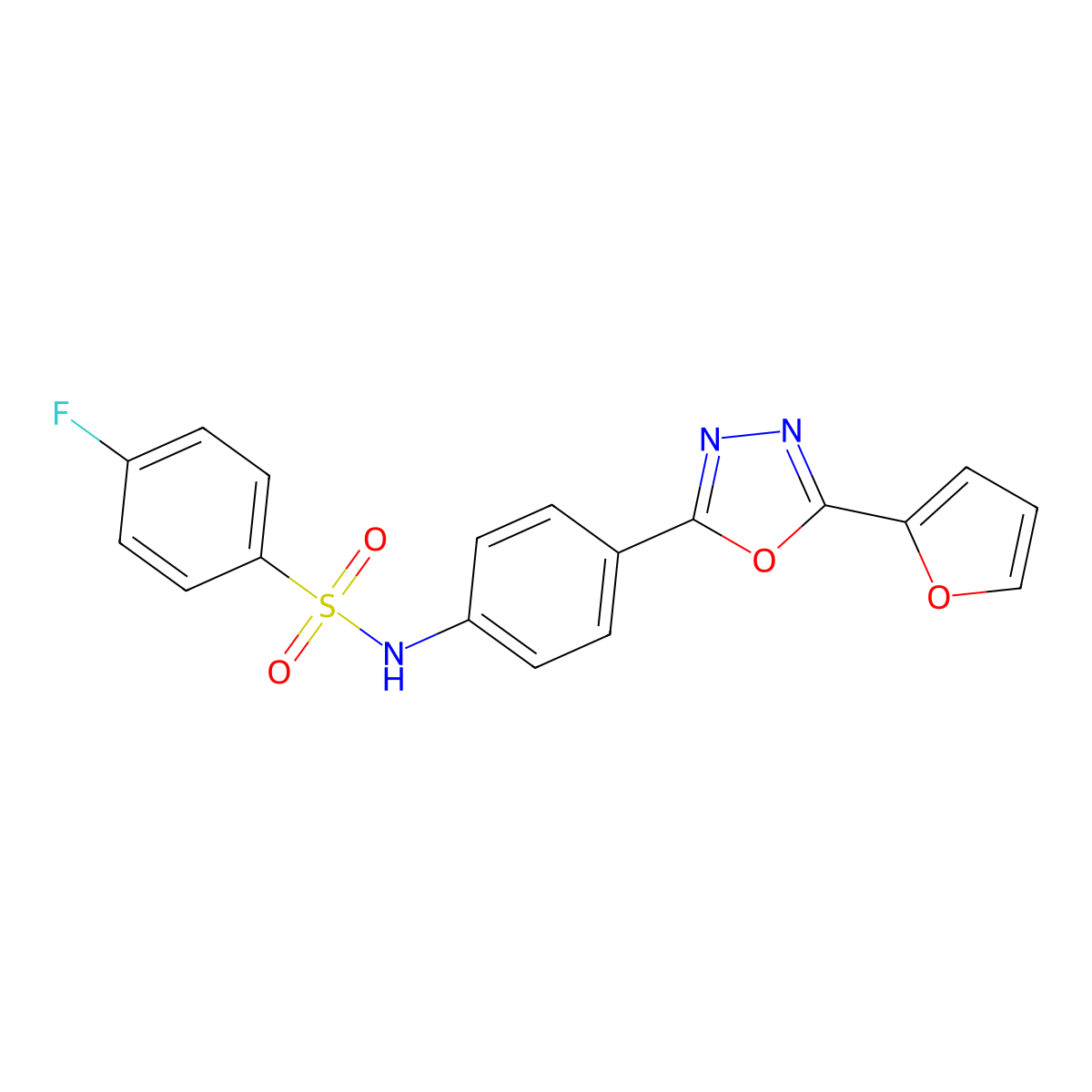 4-fluoro-N-[4-[5-(furan-2-yl)-1,3,4-oxadiazol-2-yl]phenyl]benzenesulfonamide molecular structure, CAS 847468-91-1